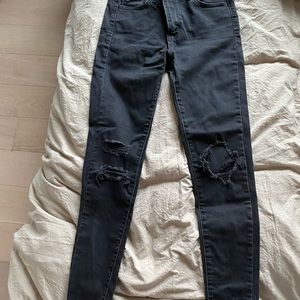 Levi’s dark grey high rise destroyed jeans